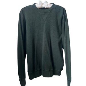Brandy Melville Women's Waffle Knit Dark Green Crewneck (Old Design)